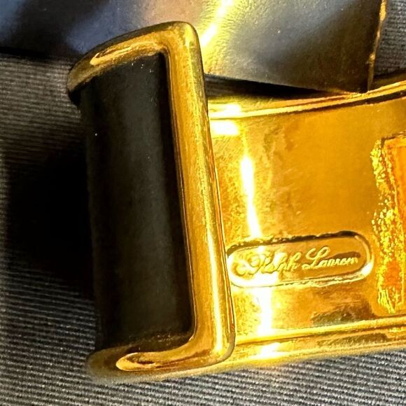 Ralph Lauren Collection Lamb Leather Goldtone Extra Wide Cuff Bracelet - Picture 8 of 16